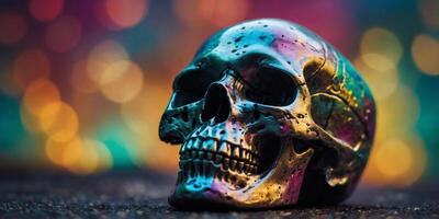 A colorful background with a skull on it. photo