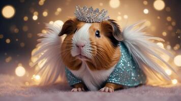 Guinea pig with angel wings and sparkles. photo