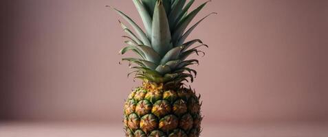 one pineapple on a solid color background. photo