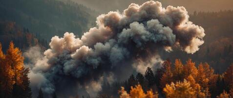 an image to use as a background featuring smoke with tones of autumn colors light orange and amber hues. photo