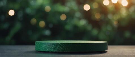 Minimalist Green Platform for Product Display. photo