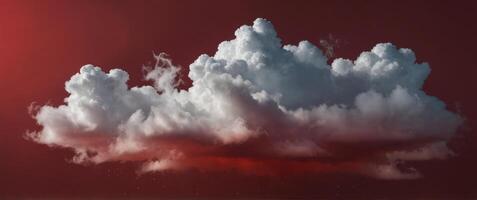 A white cloud is floating on a red background. photo