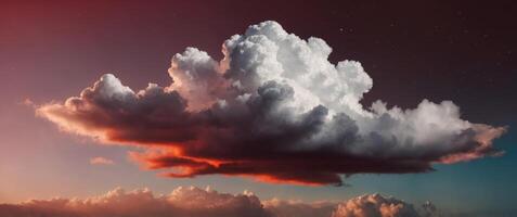 A white cloud is floating on a red background. photo
