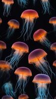 upside down jellyfish on black background. photo