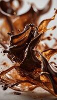 Splash of molten chocolate creating dynamic shapes. photo