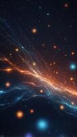 hyperspace speed effect in night starry sky bright blue galaxy horizontal background. photo