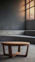 empty table on an brutalist background for product presentation. photo
