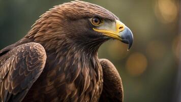 majestic brown eagle calling from its perch. photo