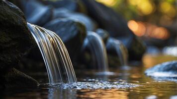 the base of a waterfall with water flowing. photo