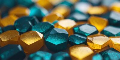 teal yellow and bright turquoise geometric background with copy space. photo