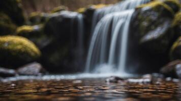 the base of a waterfall with water flowing. photo