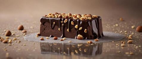 Delectable Chocolate Dipped Ice Cream Bar with Crunchy Nuts on a Simple Background. photo