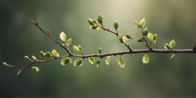 Twig frame with green buds in raster format. photo