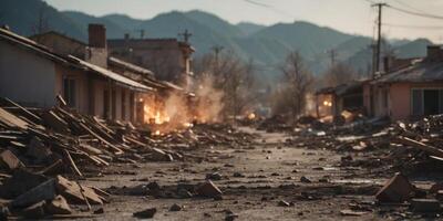 Haunting aftermath of a devastating earthquake. photo