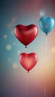 Heart shaped balloon on gradient background. photo