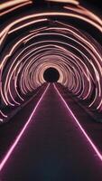 Futuristic Neon Tunnel with Glowing Lights and Circular Path. photo