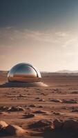 A Futuristic Dome Structure on a Desolate Martian Landscape. photo