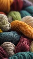wool knitting string cord colorful background. photo