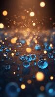 Glowing Neon Blue Background with Shimmering Light Particles for Modern Product Concepts and Displays. photo