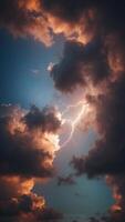 A sky where the clouds are intelligent beings, communicating through lightning. photo