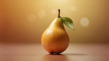 Ripe pear with orange gradient background. photo
