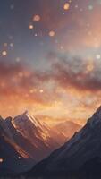 A mountain range where the peaks are suspended in mid-air, defying gravity. photo