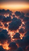 A sky filled with glowing geometric patterns, formed by intelligent clouds. photo