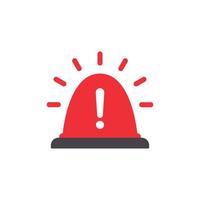 Warning light icon in flat design. Exclamation mark sign on lamp vector