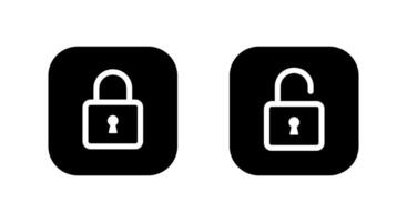 Lock and unlock icon on black square. Padlock concept vector