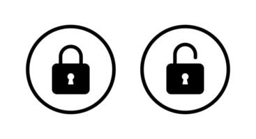 Lock and unlock icon on circle line. Padlock concept vector
