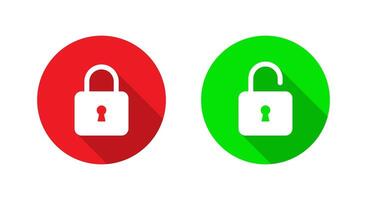 Lock and unlock icon with long shadow. Padlock concept vector