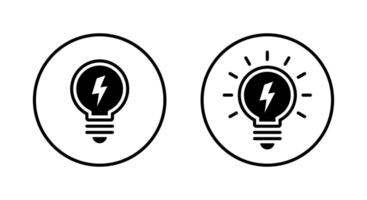 Light bulb with lightning icon on circle line. Lamp with flash concept vector