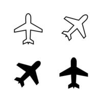 Plane, airplane icon set in generic style. Flight transport sign symbol vector