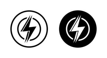 Double lightning icon on black circle. Thunder bolt sign symbol vector