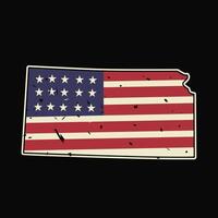 Kansas map with America Pattern Perfect for print, apparel, etc vector