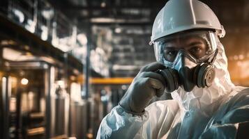 Industrial Worker in Protective Gear and Hard Hat photo