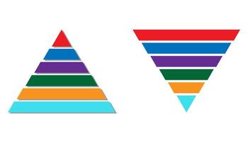 Six numbered layers hierarchical structure of a colorful pyramid chart. vector