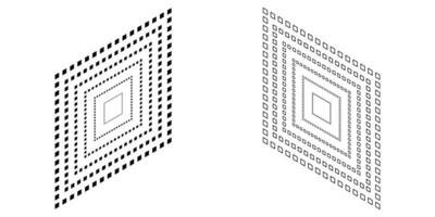Concentric dotted square abstract geometric artwork pattern. vector