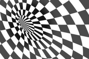 Optical illusion with black and white hypnotic wormhole tunnel abstract. vector