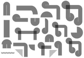 Geometric arch and circle abstract line shapes. Mid century arch elements. vector