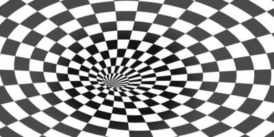 Black and white abstract hypnotic wormhole tunnel optical illusion. vector