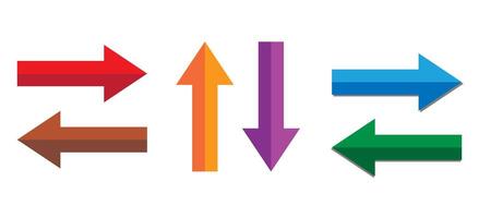 Green and red arrow pointing. Directional arrow icons. vector