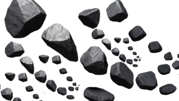 Black Rocks and Stones Appearing Like Floating Pebbles on a Clear Transparent Background png