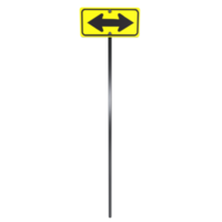 3D rendering of a directional road sign with arrows pointing both ways png