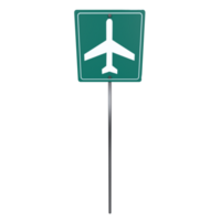 3D rendering of an airport runway sign displayed at twilight png