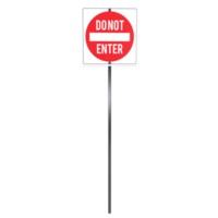 3D rendering of a red do not enter traffic sign on a black pole png