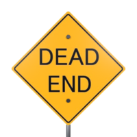 3D rendering of a yellow dead end warning sign png