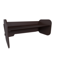 Modern 3D rendering of a minimalist dark wood shelf design png