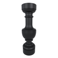 Stylish black pawn from a chess set in modern design and 3D rendering png