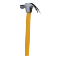 3D hammer with yellow handle on a transparent background png